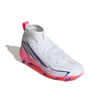 adidas F50 Hyperfast League Mid Gras Voetbalschoenen (FG) Kids Wit Paars Roze