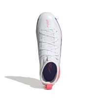 adidas F50 Hyperfast League Mid Gras Voetbalschoenen (FG) Kids Wit Paars Roze