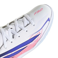 adidas F50 Hyperfast Club Zaalvoetbalschoenen (IN) Kids Wit Paars Roze