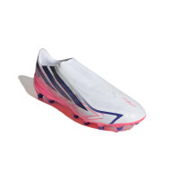 adidas F50 Hyperfast League Veterloze Kunstgras Voetbalschoenen (AG) Wit Paars Roze