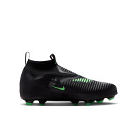 Nike Phantom 6 High Academy Grass/Artificial Grass Football Boots (MG) Kids Black Bright Green