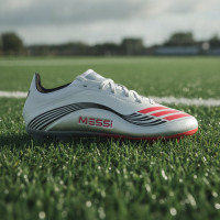 adidas F50 Messi Elite Gras Voetbalschoenen (FG) Kids Wit Zilver Rood
