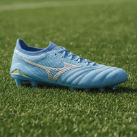 Mizuno Morelia Neo IV Beta Japan Gras Voetbalschoenen (FG) Blauw Grijs Goud