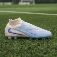 Nike Phantom 6 High LV8 Elite Gras Voetbalschoenen (FG) Gebroken Wit Lichtblauw Blauw