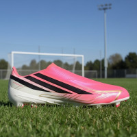 adidas F50 Hyperfast League Veterloze Gras Voetbalschoenen (FG) Felroze Zwart Goud Wit