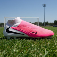 Nike Phantom 6 High Elite Gras Voetbalschoenen (FG) Wit Felroze Zwart