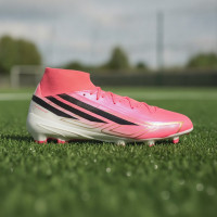adidas F50 Hyperfast League Mid Gras Voetbalschoenen (FG) Felroze Zwart Goud Wit