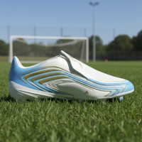 adidas F50 Messi League Veterloze Gras Voetbalschoenen (FG) Kids Wit Lichtblauw Goud