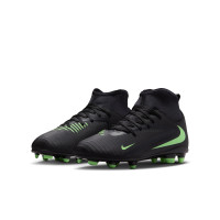 Nike Phantom 6 High Club Grass/Artificial Grass Football Boots (MG) Kids Black Bright Green