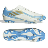 adidas F50 Messi Club Grass/Artificial Grass Football Boots (MG) White Light Blue Gold