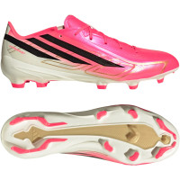 adidas F50 Hyperfast League Gazon Naturel Chaussures de Foot (FG) Rose Vif Noir Doré Blanc