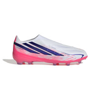 adidas F50 Hyperfast Elite Veterloze Gras Voetbalschoenen (FG) Kids Wit Paars Roze