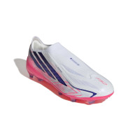 adidas F50 Hyperfast Elite Veterloze Gras Voetbalschoenen (FG) Kids Wit Paars Roze