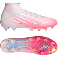 adidas F50 Sparkfusion Elite Mid Gazon Naturel Chaussures de Foot (FG) Femmes Rose Blanc