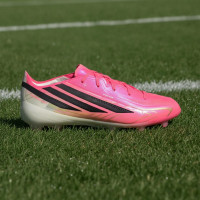 adidas F50 Hyperfast Elite Gras Voetbalschoenen (FG) Kids Felroze Zwart Goud Wit