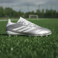adidas Copa Pure IV League Gras Voetbalschoenen (FG) Kids Zilver Wit Donkergrijs
