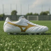 Mizuno Morelia II Pro Grass/Artificial Grass Football Boots (MG) White Gold Silver