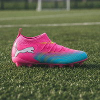 PUMA Future 9 Match Grass/Artificial Grass Football Boots (MG) Kids Hot Pink Blue Yellow