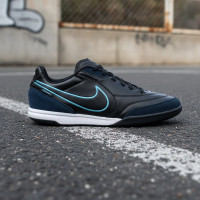 Nike Tiempo Street Gato Straatvoetbalschoenen Zwart Obsidian Lichtblauw