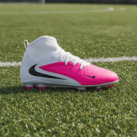 Nike Phantom 6 High Club Grass/Artificial Grass Football Boots (MG) Kids White Hot Pink Black