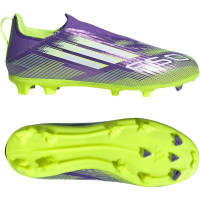 adidas F50 League Veterloze Gras / Kunstgras Voetbalschoenen (MG) Kids Paars Wit Neongeel