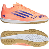 adidas F50 Club Chaussures de Foot en Salle (IN) Enfants Orange Bleu Blanc