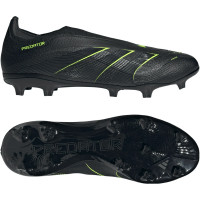 adidas Predator League Laceless Grass/Artificial Grass Football Boots (MG) Black Dark Grey Neon Yellow