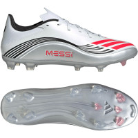 adidas F50 Messi League Grass/Artificial Grass Football Boots (MG) White Silver Red