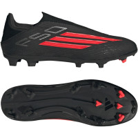 adidas F50 League Laceless Grass/Artificial Grass Football Boots (MG) Black Red Dark Grey