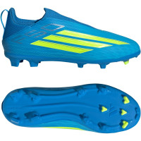 adidas F50 League Veterloze Gras / Kunstgras Voetbalschoenen (MG) Kids Blauw Neongeel