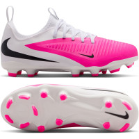Nike Phantom 6 Low Academy Gazon Naturel Artificiel Chaussures de Foot (MG) Enfants Blanc Rose Vif Noir