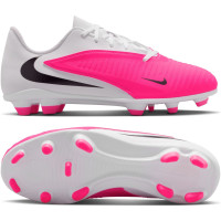 Nike Phantom 6 Low Club Gazon Naturel Artificiel Chaussures de Foot (MG) Enfants Blanc Rose Vif Noir