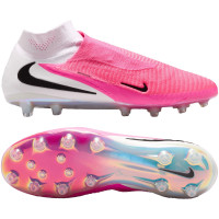 Nike Phantom 6 High Elite Kunstgras Voetbalschoenen (AG) Wit Felroze Zwart