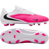 Nike Phantom 6 Low Club Gras / Kunstgras Voetbalschoenen (MG) Wit Felroze Zwart