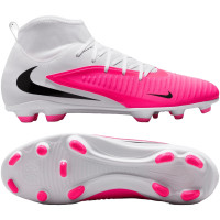 Nike Phantom 6 High Club Gras / Kunstgras Voetbalschoenen (MG) Wit Felroze Zwart