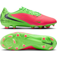 Nike Phantom 6 Low Haaland Academy Gras / Kunstgras Voetbalschoenen (MG) Felgroen Rood Zwart