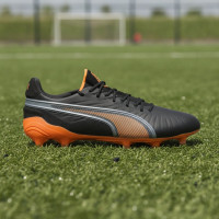 PUMA King Ultimate Gras / Kunstgras Voetbalschoenen (MG) Zwart Oranje Zilver