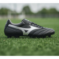 Mizuno Morelia II Club Gras Voetbalschoenen (FG) Zwart Zilver