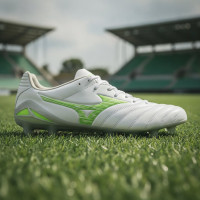 Mizuno Monarcida Neo III Pro Gras Football Boots (FG) White Green Silver