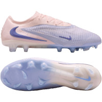 Nike Phantom 6 Low Elite LV8 Gras Voetbalschoenen (FG) Gebroken Wit Lichtblauw Blauw