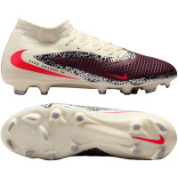 Nike Phantom 6 High Academy Grass/Artificial Grass Football Boots (MG) Off White Burgundy Red