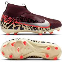 Nike Zoom Mercurial Superfly 10 Academy Grass/Artificial Grass Football Boots (MG) Kids Burgundy Silver Orange