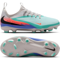 Nike Phantom 6 Low Academy Gras / Kunstgras Voetbalschoenen (MG) Kids Zilver Turquoise Oranje Blauw