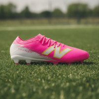 New Balance Furon V8 Pro Gras Voetbalschoenen (FG) Felroze Wit Goud