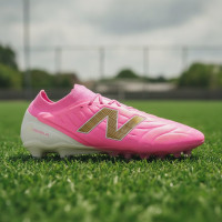New Balance Tekela V5 Elite Low Gras Voetbalschoenen (FG) Felroze Wit Goud