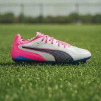 PUMA King 20 Ultimate Gras Football Boots (FG) White Hot Pink Blue Yellow