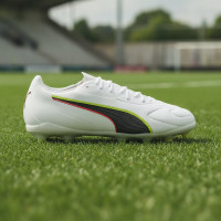PUMA King 20 Pro Grass/Artificial Grass Football Boots (MG) White Bright Red Neon Yellow