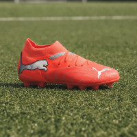 PUMA Future 9 Pro Gras / Kunstgras Voetbalschoenen (MG) Kids Felrood Zilver Zwart