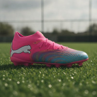 PUMA Future 9 Pro Gras / Kunstgras Voetbalschoenen (MG) Kids Felroze Blauw Geel