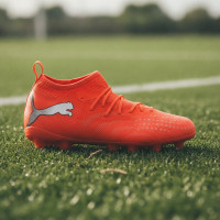 PUMA Future 9 Match Gras / Kunstgras Voetbalschoenen (MG) Kids Felrood Zilver Zwart